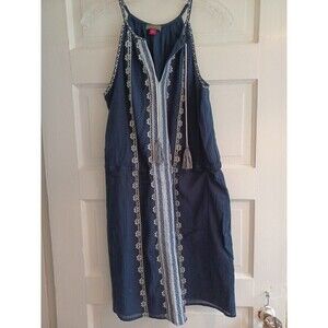 Vince Camuto embroidered strappy dress S swim coverup boho preppy beachy tassels